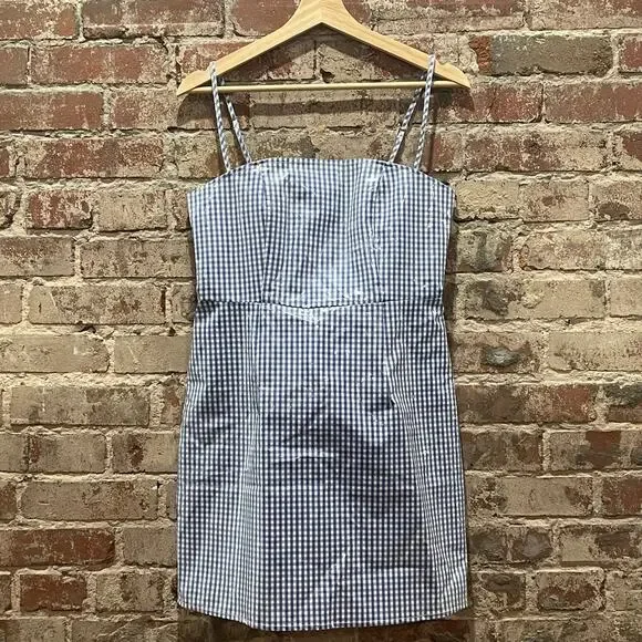 LPA Martina Vinyl Gingham Dress Size Medium - Picture 3 of 6